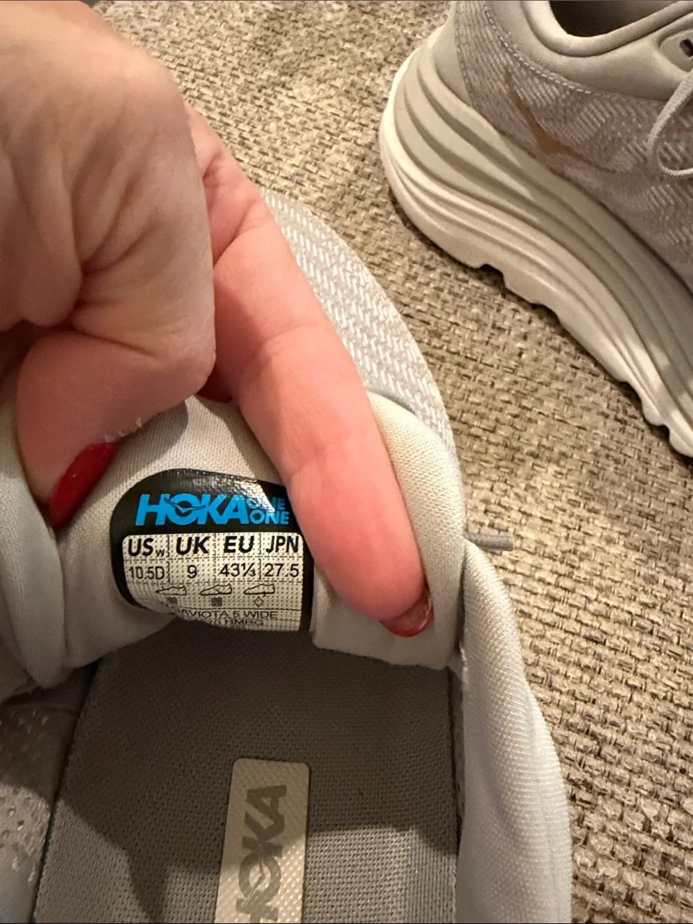 Hoka Women's Athletic Shoes - Light Gray with Rose Gold Logo